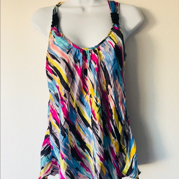 Mng mango silk tank abstract pink art Large office - Picture 2 of 6